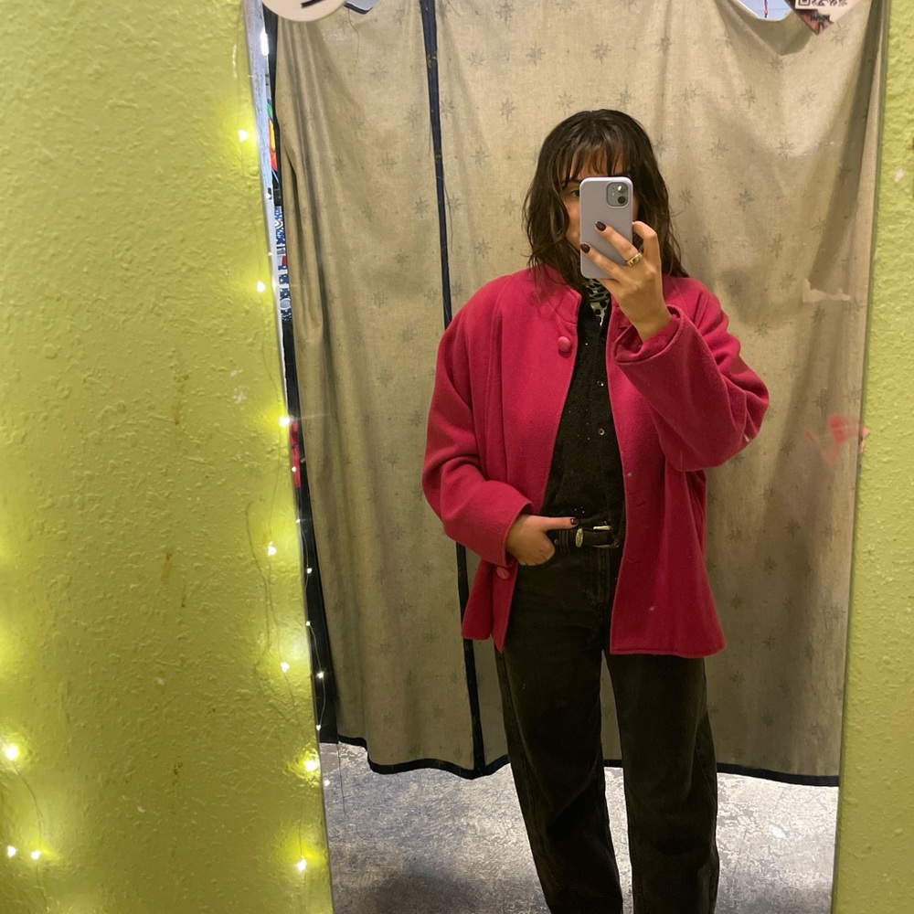 Fuchsia Button-Front Wool Jacket - Picture 3 of 3
